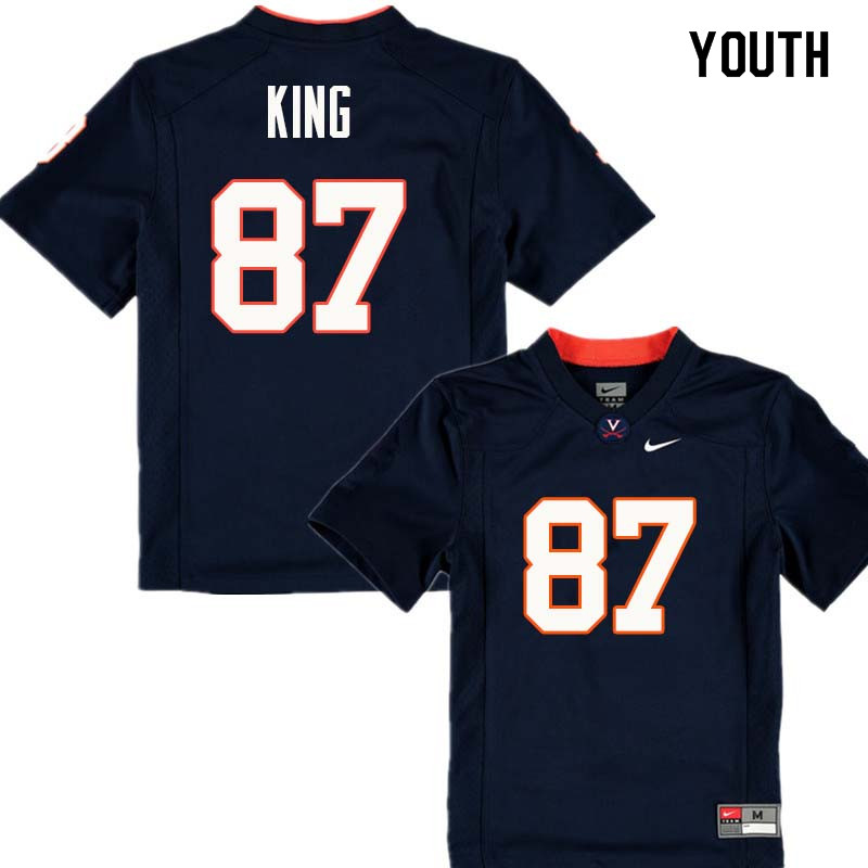 Youth #87 Andrew King Virginia Cavaliers College Football Jerseys Sale-Navy